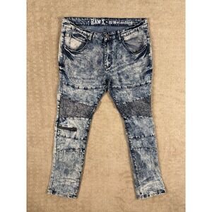 Men's Raw X Standard Intentional Distressed Black Stonewash Jeans 32x30 #1027